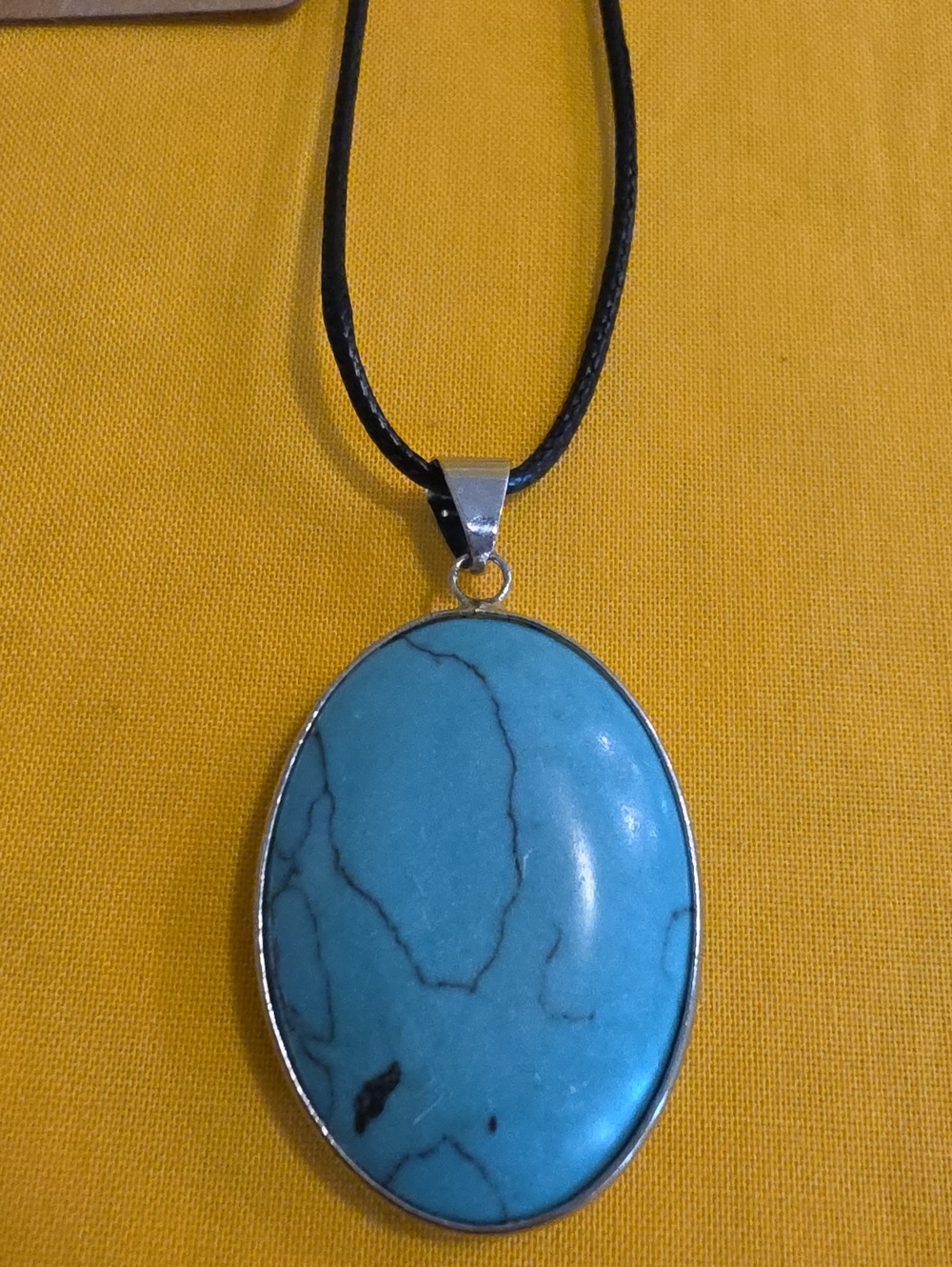 NWT Urban Nomad Necklace w/a Large Turquoise-colored Stone In Silver Toned Bezel